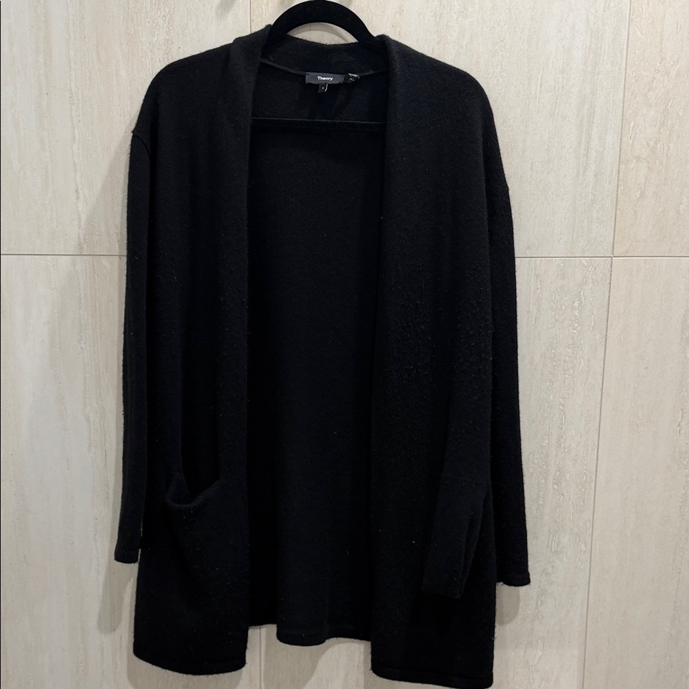 Theory Black Open Front Cardigan